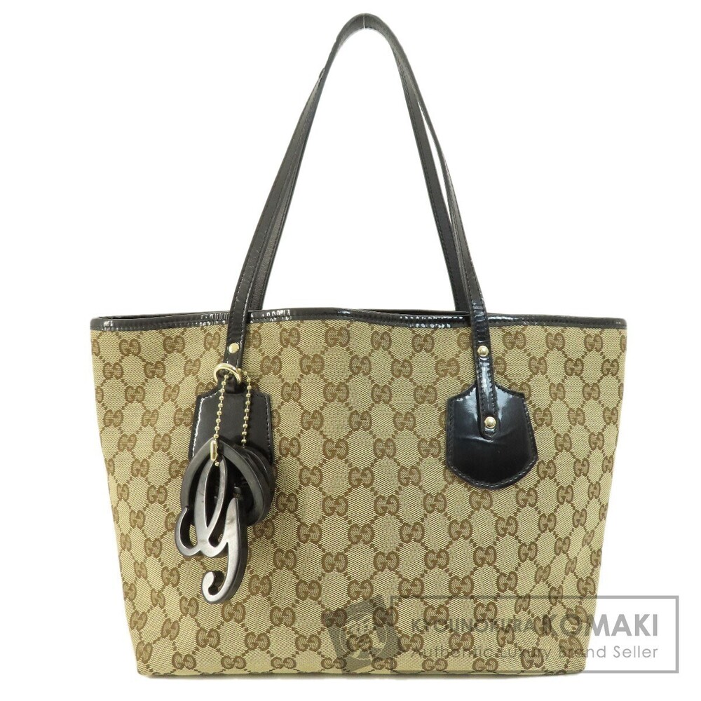 Gucci Jolie Tote Shoulder Bag beige GG monogram canvas black